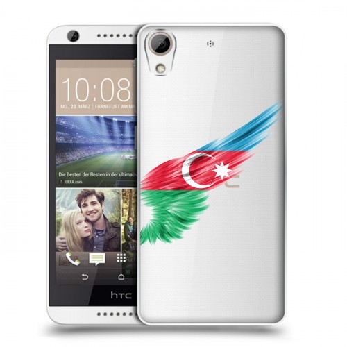 Полупрозрачный дизайнерский силиконовый чехол для HTC Desire 626 Флаг Азербайджана