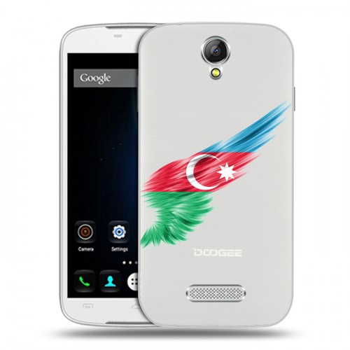 Полупрозрачный дизайнерский силиконовый чехол для Doogee X6 Флаг Азербайджана