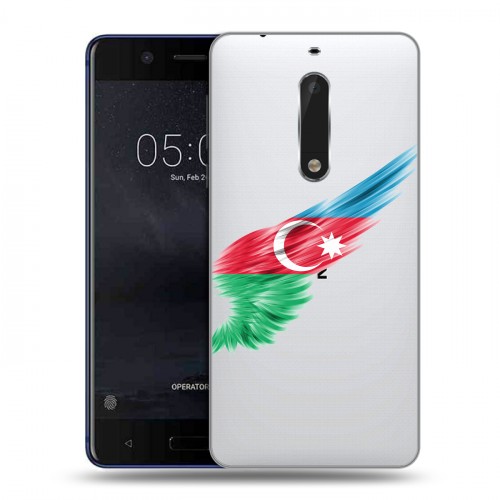 Полупрозрачный дизайнерский пластиковый чехол для Nokia 5 Флаг Азербайджана