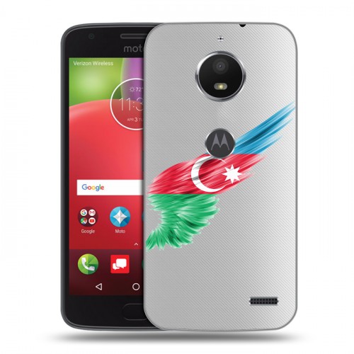 Полупрозрачный дизайнерский пластиковый чехол для Motorola Moto E4 Флаг Азербайджана