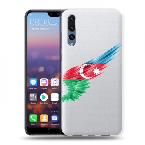 Полупрозрачный дизайнерский пластиковый чехол для Huawei P20 Pro Флаг Азербайджана