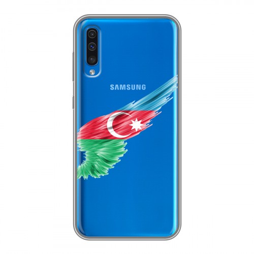 Полупрозрачный дизайнерский пластиковый чехол для Samsung Galaxy A50 Флаг Азербайджана