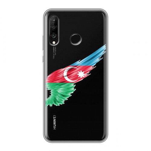 Полупрозрачный дизайнерский силиконовый чехол для Huawei P30 Lite Флаг Азербайджана