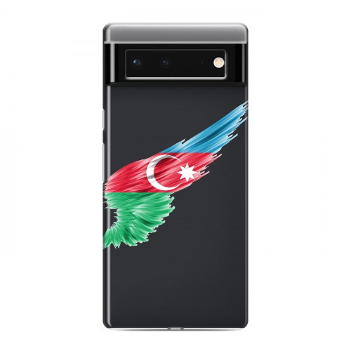 Полупрозрачный дизайнерский силиконовый с усиленными углами чехол для Google Pixel 6 Флаг Азербайджана