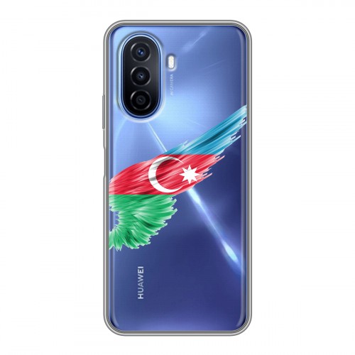 Полупрозрачный дизайнерский пластиковый чехол для Huawei Nova Y70 Флаг Азербайджана