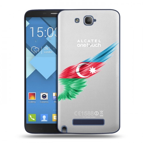 Полупрозрачный дизайнерский пластиковый чехол для Alcatel One Touch Hero Флаг Азербайджана
