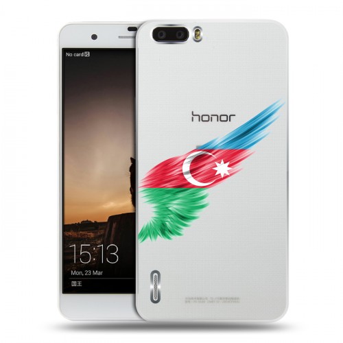 Полупрозрачный дизайнерский пластиковый чехол для Huawei Honor 6 Plus Флаг Азербайджана