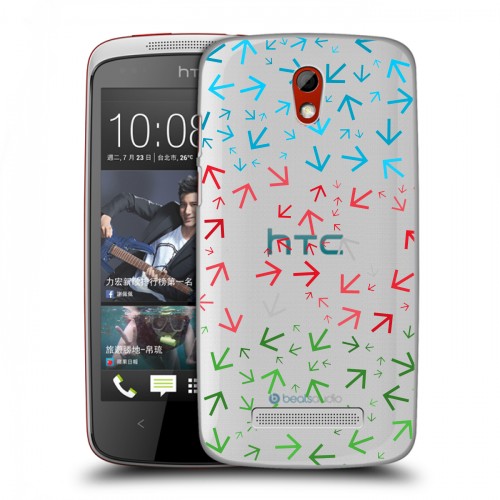 Полупрозрачный дизайнерский пластиковый чехол для HTC Desire 500 Флаг Азербайджана