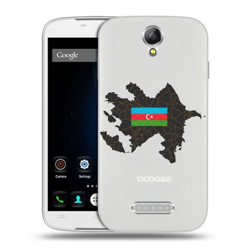 Полупрозрачный дизайнерский пластиковый чехол для Doogee X6 Флаг Азербайджана