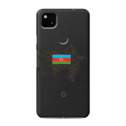 Полупрозрачный дизайнерский пластиковый чехол для Google Pixel 4a Флаг Азербайджана