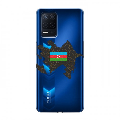 Полупрозрачный дизайнерский пластиковый чехол для Realme Narzo 30 5G Флаг Азербайджана