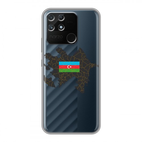 Полупрозрачный дизайнерский силиконовый чехол для Realme Narzo 50A Флаг Азербайджана