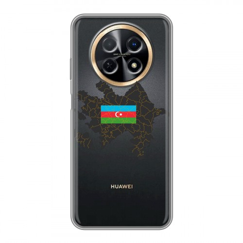 Полупрозрачный дизайнерский пластиковый чехол для Huawei Nova Y91 Флаг Азербайджана