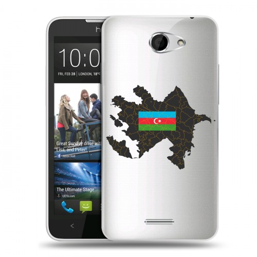 Полупрозрачный дизайнерский пластиковый чехол для HTC Desire 516 Флаг Азербайджана