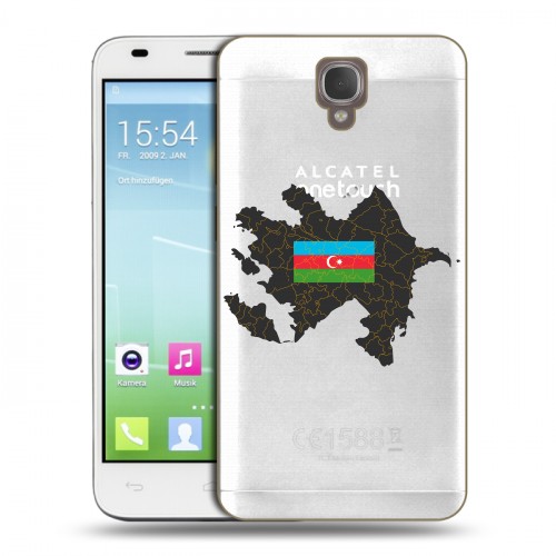 Полупрозрачный дизайнерский пластиковый чехол для Alcatel One Touch Idol 2 S Флаг Азербайджана
