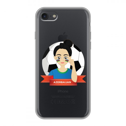 Полупрозрачный дизайнерский силиконовый с усиленными углами чехол для Iphone 7 Флаг Азербайджана