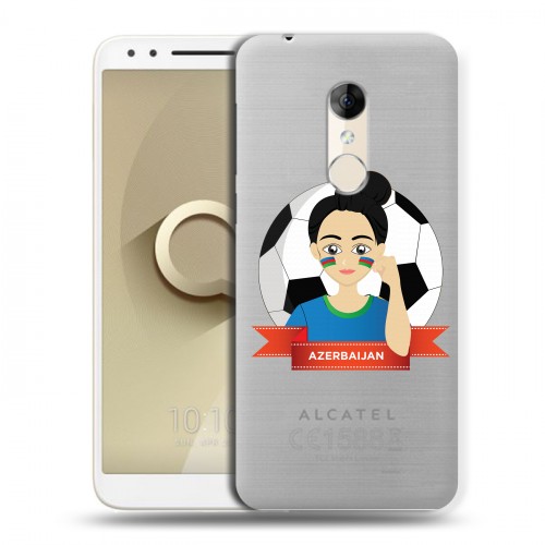 Полупрозрачный дизайнерский пластиковый чехол для Alcatel 3 Флаг Азербайджана