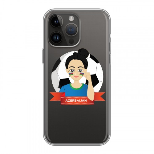 Полупрозрачный дизайнерский пластиковый чехол для Iphone 14 Pro Max Флаг Азербайджана