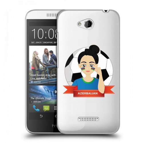Полупрозрачный дизайнерский пластиковый чехол для HTC Desire 616 Флаг Азербайджана