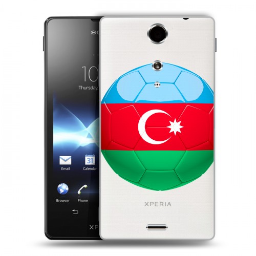 Полупрозрачный дизайнерский пластиковый чехол для Sony Xperia TX Флаг Азербайджана