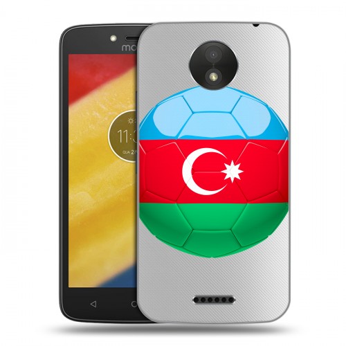 Полупрозрачный дизайнерский пластиковый чехол для Motorola Moto C Plus Флаг Азербайджана