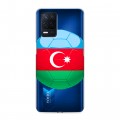 Полупрозрачный дизайнерский силиконовый с усиленными углами чехол для Realme Narzo 30 5G Флаг Азербайджана