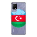 Полупрозрачный дизайнерский силиконовый с усиленными углами чехол для TCL 405 Флаг Азербайджана