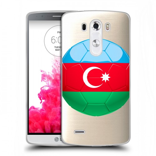 Полупрозрачный дизайнерский пластиковый чехол для LG G3 (Dual-LTE) Флаг Азербайджана