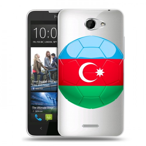 Полупрозрачный дизайнерский пластиковый чехол для HTC Desire 516 Флаг Азербайджана