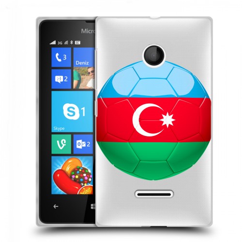 Полупрозрачный дизайнерский пластиковый чехол для Microsoft Lumia 435 Флаг Азербайджана