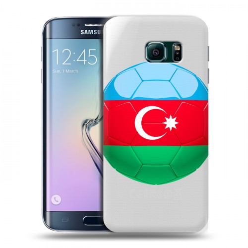 Полупрозрачный дизайнерский пластиковый чехол для Samsung Galaxy S6 Edge Флаг Азербайджана
