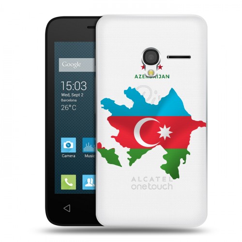 Полупрозрачный дизайнерский пластиковый чехол для Alcatel One Touch Pixi 3 (4.0) Флаг Азербайджана