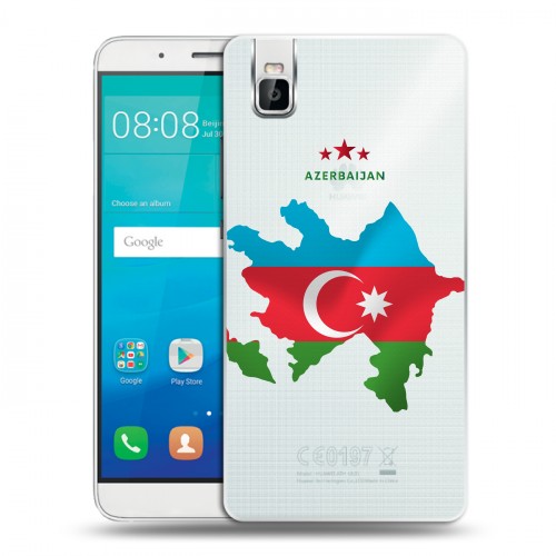 Полупрозрачный дизайнерский пластиковый чехол для Huawei ShotX Флаг Азербайджана