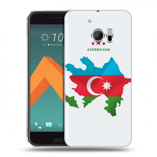 Полупрозрачный дизайнерский пластиковый чехол для HTC 10 Флаг Азербайджана
