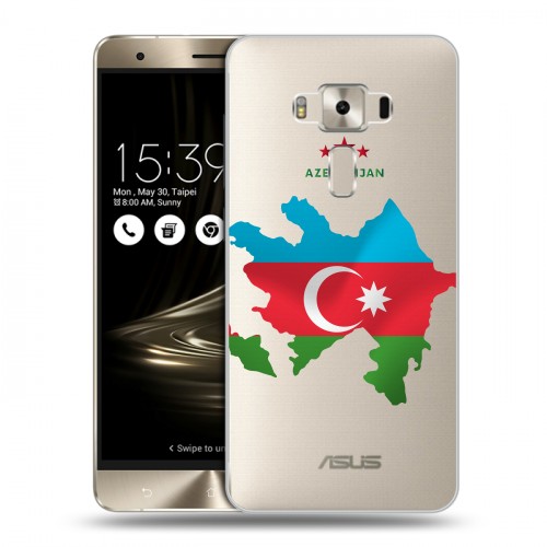 Полупрозрачный дизайнерский силиконовый чехол для Asus ZenFone 3 Deluxe Флаг Азербайджана