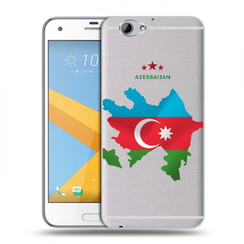 Полупрозрачный дизайнерский пластиковый чехол для HTC One A9S Флаг Азербайджана