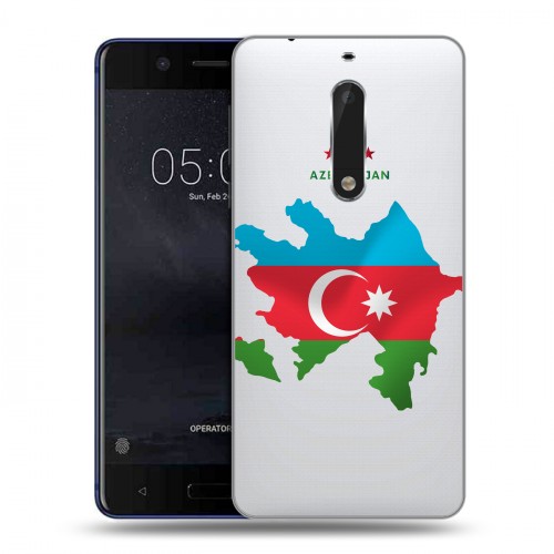 Полупрозрачный дизайнерский пластиковый чехол для Nokia 5 Флаг Азербайджана