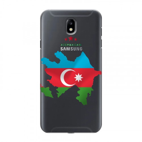 Полупрозрачный дизайнерский пластиковый чехол для Samsung Galaxy J7 (2017) Флаг Азербайджана