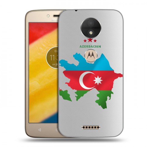 Полупрозрачный дизайнерский пластиковый чехол для Motorola Moto C Флаг Азербайджана