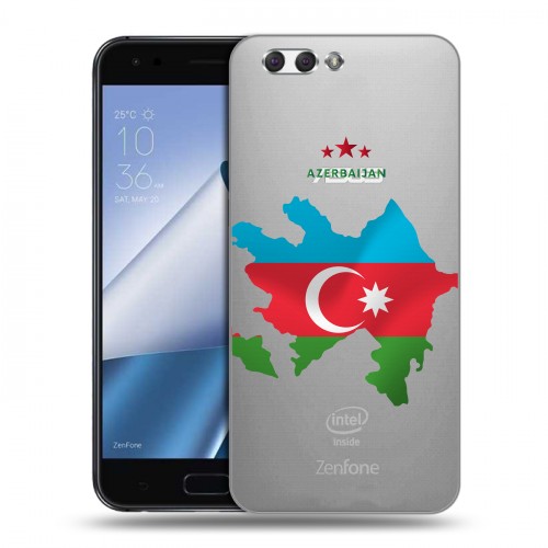 Полупрозрачный дизайнерский пластиковый чехол для ASUS ZenFone 4 ZE554KL Флаг Азербайджана