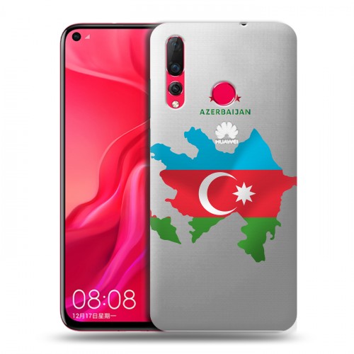 Полупрозрачный дизайнерский пластиковый чехол для Huawei Nova 4 Флаг Азербайджана