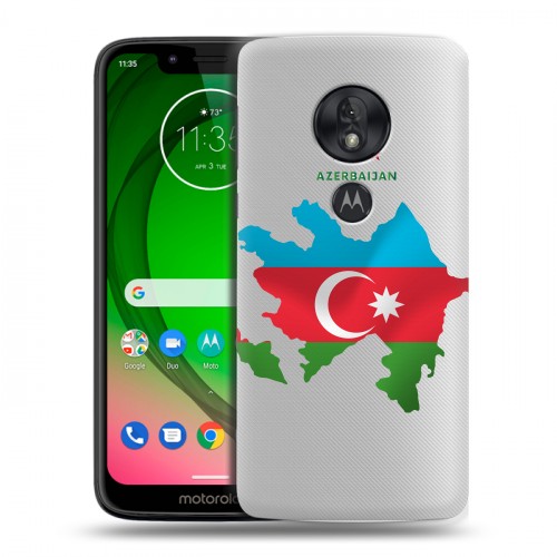 Полупрозрачный дизайнерский пластиковый чехол для Motorola Moto G7 Play Флаг Азербайджана