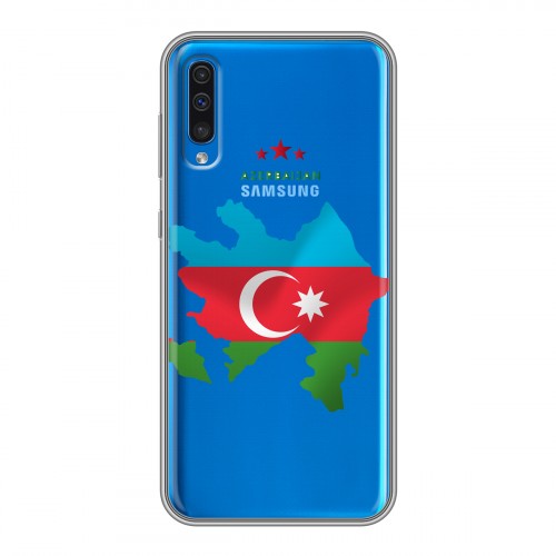 Полупрозрачный дизайнерский пластиковый чехол для Samsung Galaxy A50 Флаг Азербайджана