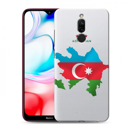 Полупрозрачный дизайнерский пластиковый чехол для Xiaomi RedMi 8 Флаг Азербайджана