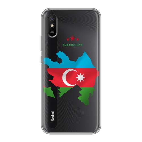 Полупрозрачный дизайнерский пластиковый чехол для Xiaomi RedMi 9A Флаг Азербайджана