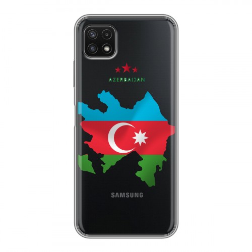 Полупрозрачный дизайнерский силиконовый с усиленными углами чехол для Samsung Galaxy A22s 5G Флаг Азербайджана