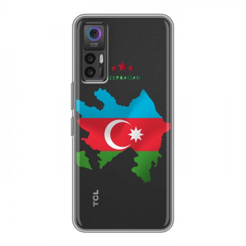 Полупрозрачный дизайнерский силиконовый чехол для TCL 30 Флаг Азербайджана