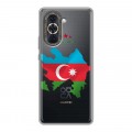 Полупрозрачный дизайнерский силиконовый с усиленными углами чехол для Huawei Nova 10 Флаг Азербайджана