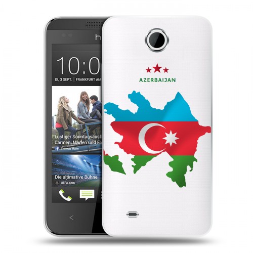 Полупрозрачный дизайнерский силиконовый чехол для HTC Desire 300 Флаг Азербайджана