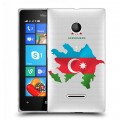 Полупрозрачный дизайнерский пластиковый чехол для Microsoft Lumia 435 Флаг Азербайджана